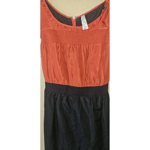 Maeve Anthropologie Horizon Line Ruffle Tiered Dress Silk Orange Black S 10 - Picture 2 of 6
